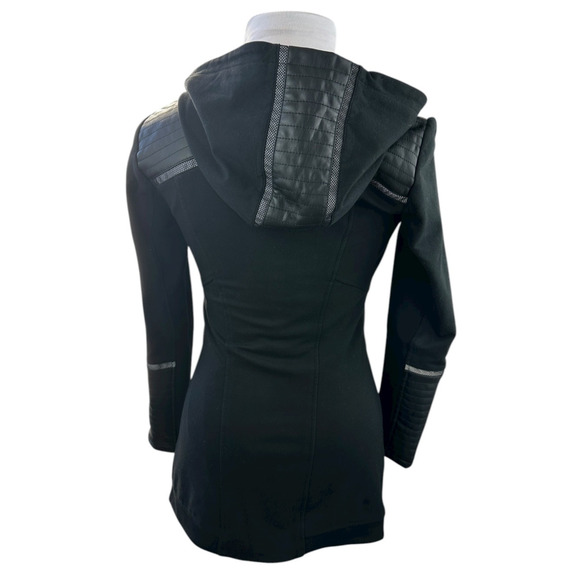 Blanc Noir Traveler Jacket Hooded Open Front Asymmetric Zip Padded Black Small - Picture 11 of 15